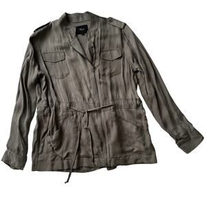 Rails Miles Sage‎ 100% Cupro Silky Utility Military Olive Jacket women M